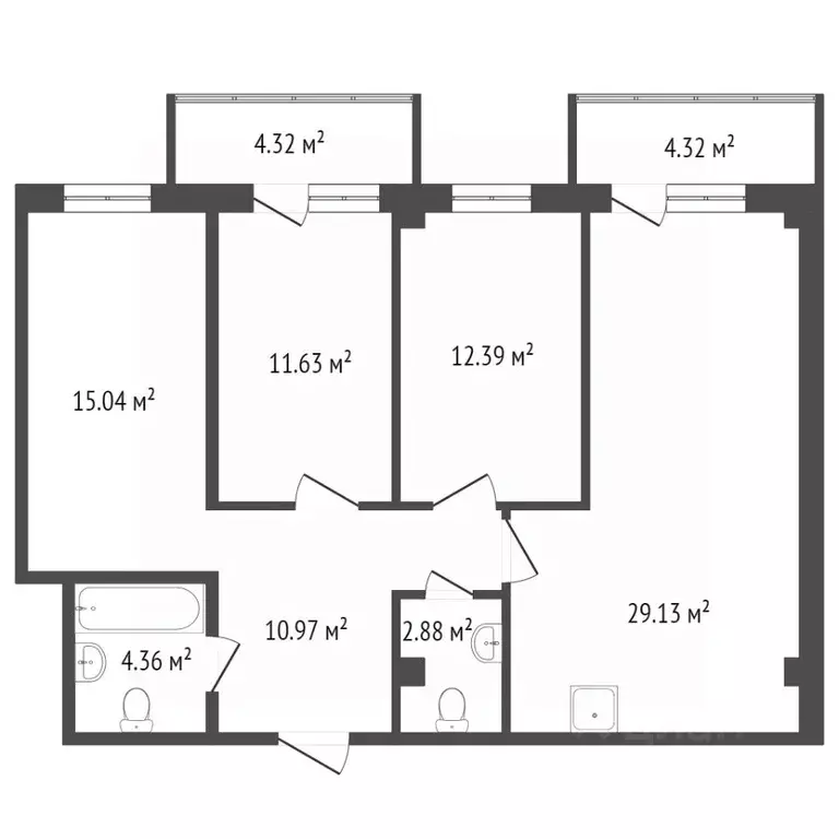 4-к кв. Красноярский край, Красноярск 6-я Полярная ул., 2А (98.0 м) - Фото 2
