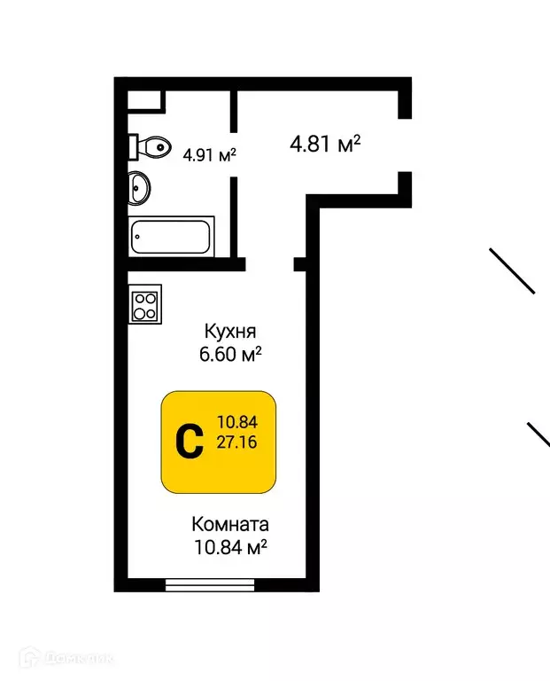Продаётся 1-к квартира, 27.16 м - Фото 0