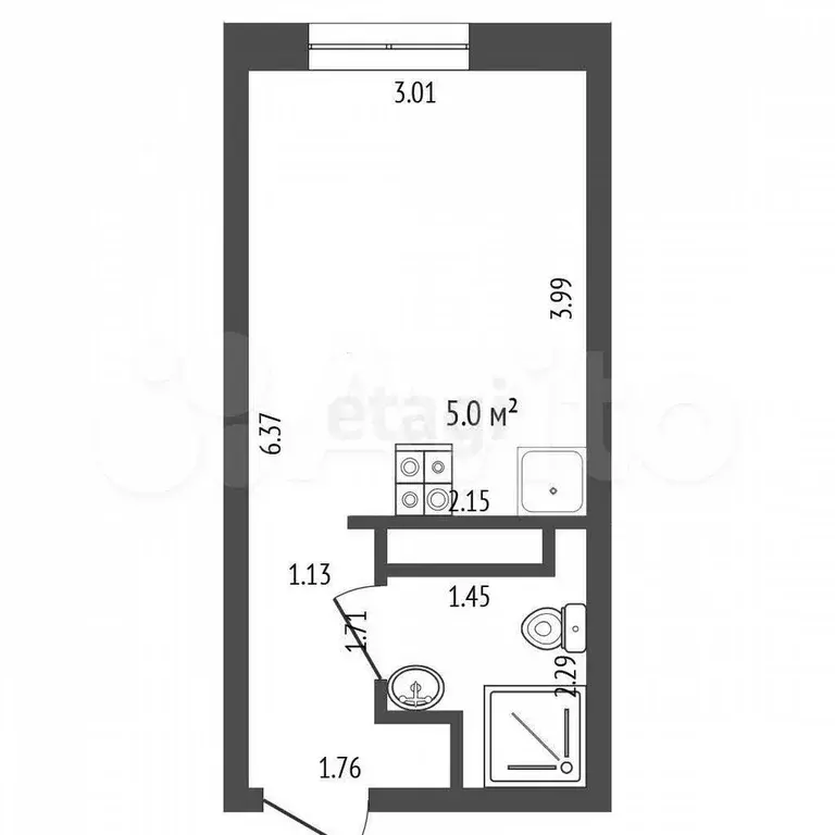 Квартира-студия, 17,9 м, 4/25 эт. - Фото 0