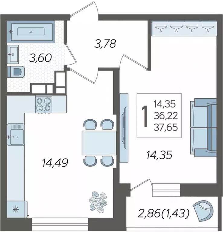 1-к кв. Краснодарский край, Краснодар ул. Имени Владимира Жириновского ... - Фото 2