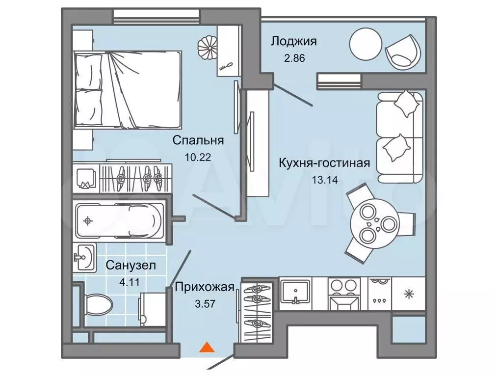 1-к. квартира, 32 м, 3/7 эт. - Фото 0