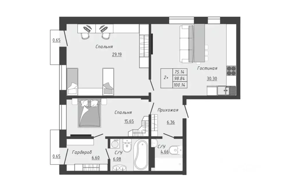 Студия Оренбургская область, Оренбург Алексеевский пер., 4 (49.0 м) - Фото 2