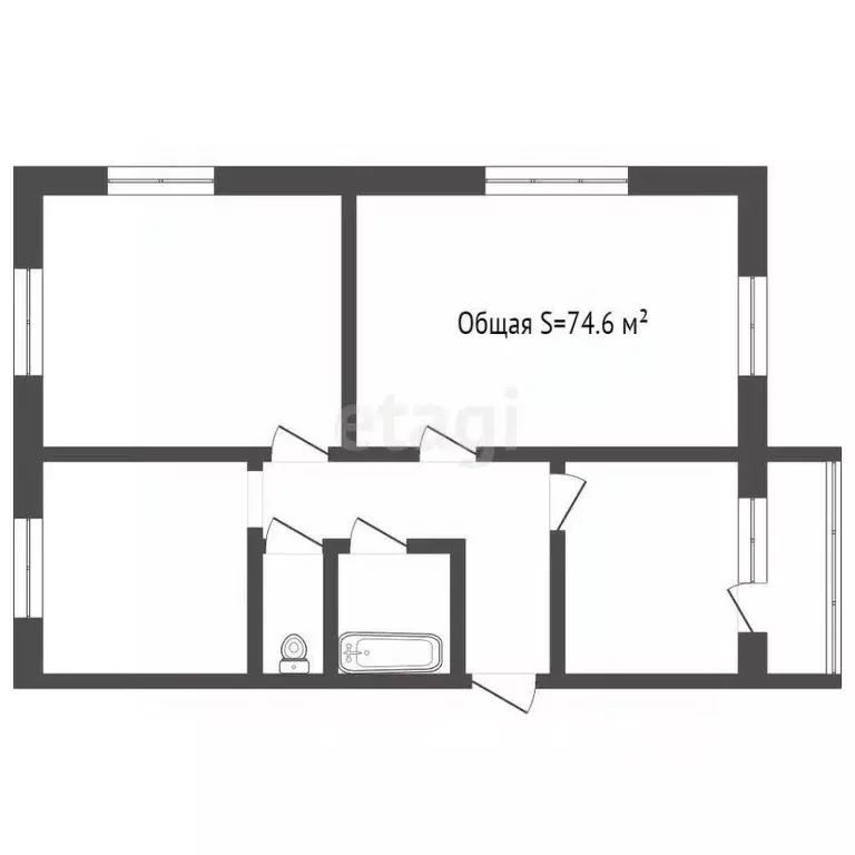 3-к кв. Брянская область, Брянск Гражданская ул., 7 (74.6 м) - Фото 1