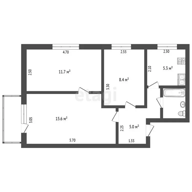 3-комнатная квартира: Симферополь, Киевская улица, 108 (49.3 м) - Фото 1