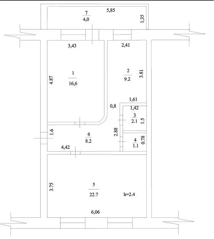 2-комнатная квартира: село Янгантау, Центральная улица, 7 (59.9 м) - Фото 2
