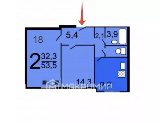 2-комнатная квартира: Москва, улица Миклухо-Маклая, 22 (53.5 м) - Фото 2