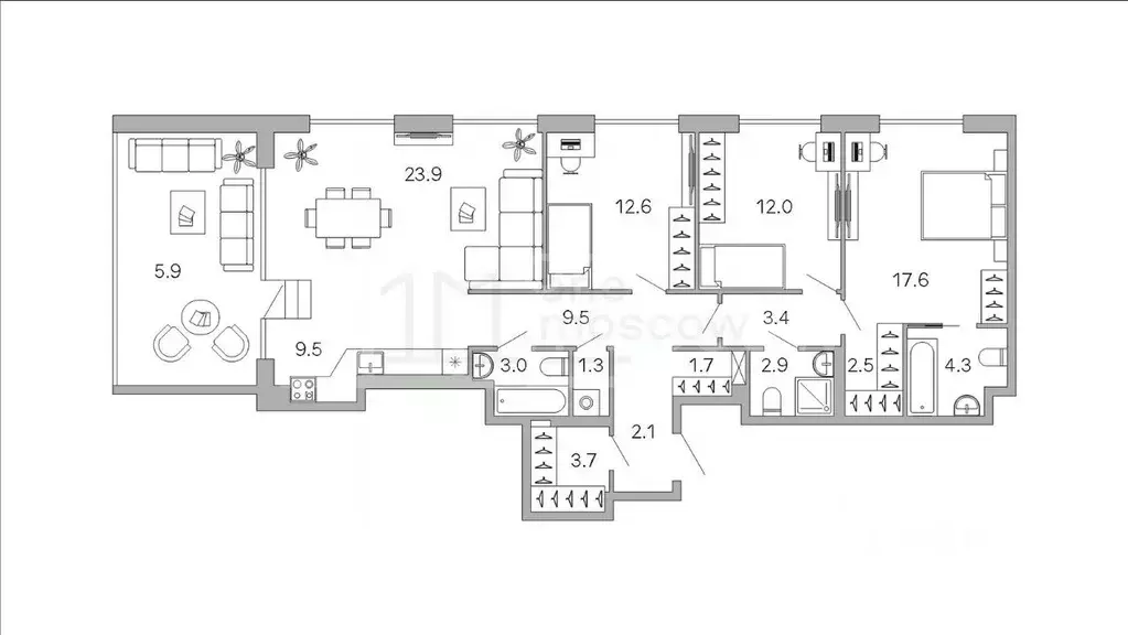 4-к кв. Москва Летниковская ул. (115.9 м) - Фото 1
