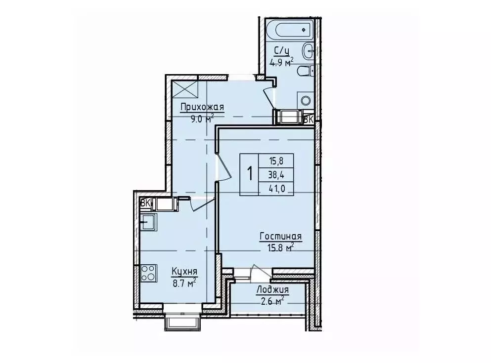 1-к кв. Московская область, Щелково пер. 1-й Советский, 20 (41.0 м) - Фото 1