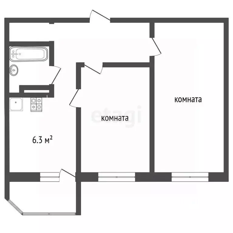 2-к кв. Крым, Евпатория проезд Советский, 2 (43.6 м) - Фото 2