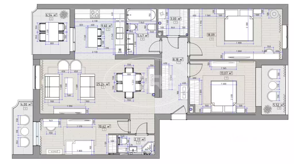 3-к кв. Калининградская область, Пионерский Портовая ул., 5к2 (112.0 ... - Фото 2