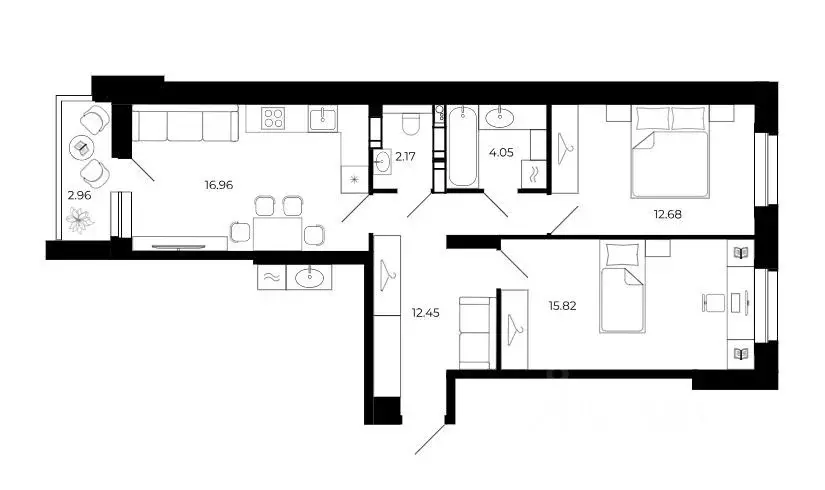 3-к кв. Липецкая область, Липецк ул. Буденного, 4 (65.0 м) - Фото 1