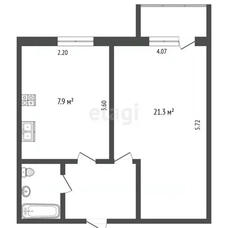 1-к кв. Вологодская область, Грязовецкий муниципальный округ, д. ... - Фото 1