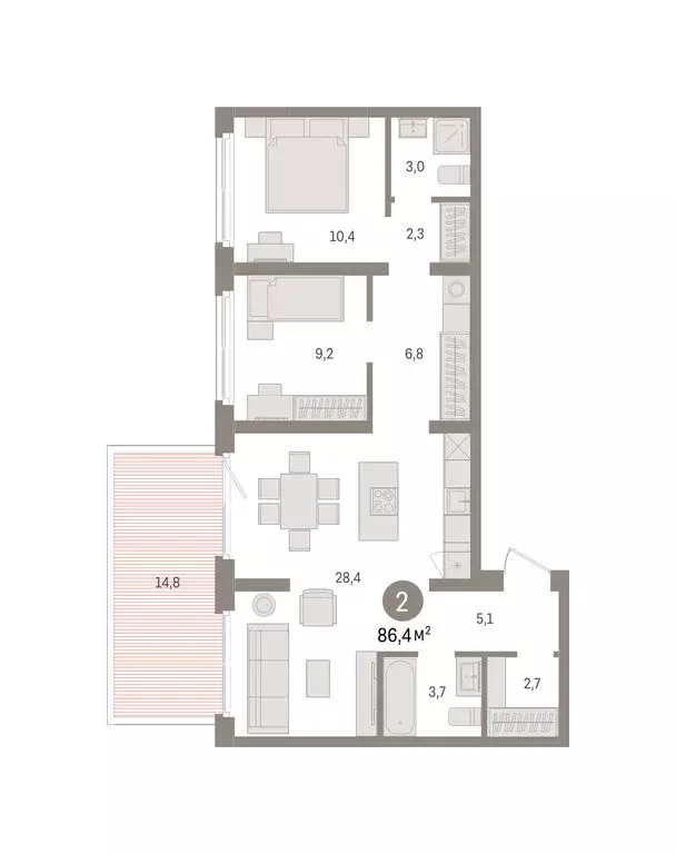 2-комнатная квартира: Екатеринбург, жилой район Юго-Западный, жилой ... - Фото 1