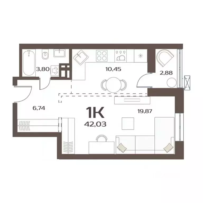 1-к кв. Приморский край, Владивосток ул. Слуцкого, 5А (42.03 м) - Фото 1