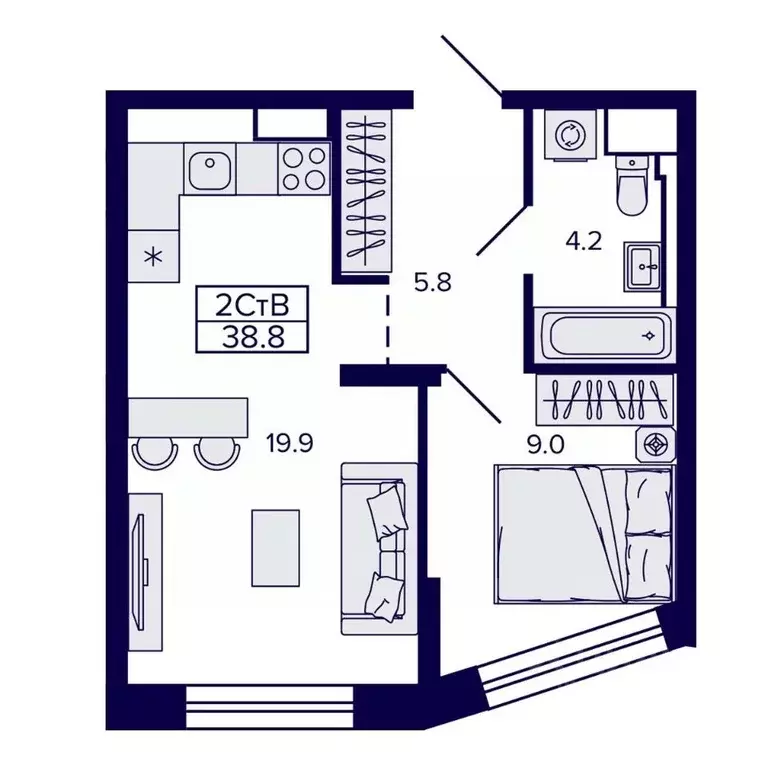 2-к кв. Хабаровский край, Хабаровск ул. Карла Маркса, 96/1 (38.86 м) - Фото 1