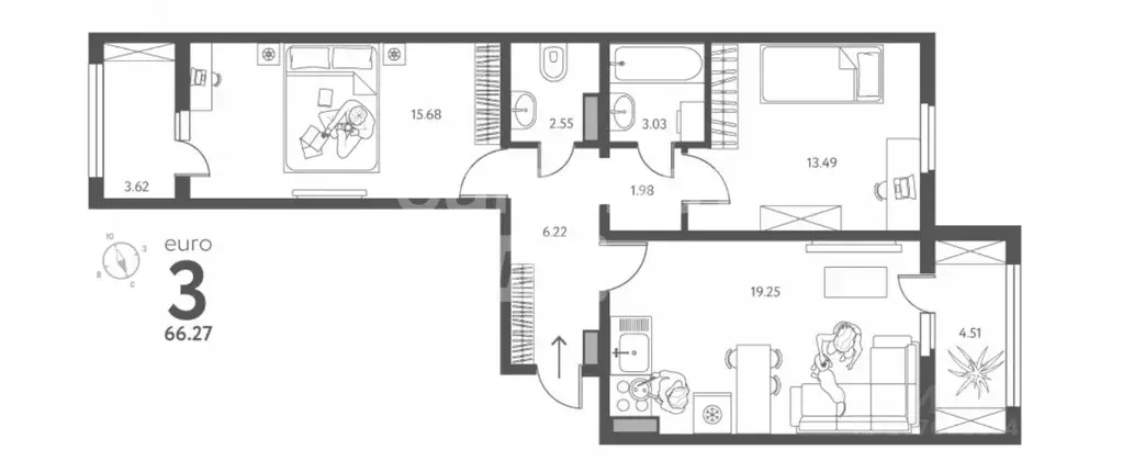 3-к кв. Липецкая область, Липецк ул. Перова (66.27 м) - Фото 2