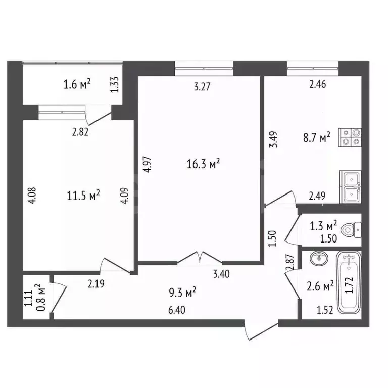 2-к кв. Башкортостан, Стерлитамак ул. Артема, 35 (52.0 м) - Фото 2