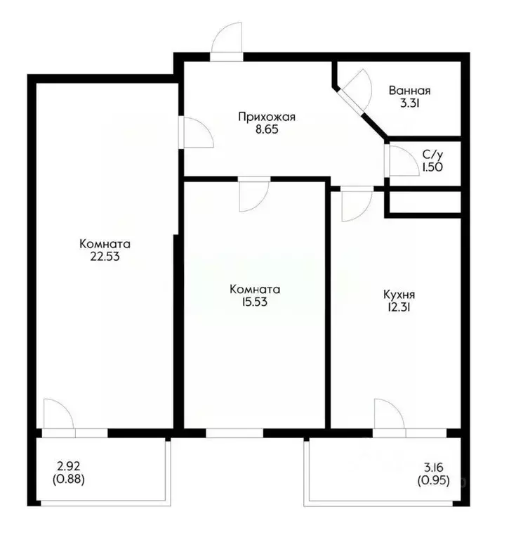 Квартира, 2 комнаты, 70 м - Фото 0