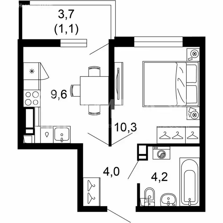 1-комнатная квартира: Сочи, улица Искры, 66/10 (29.2 м) - Фото 0