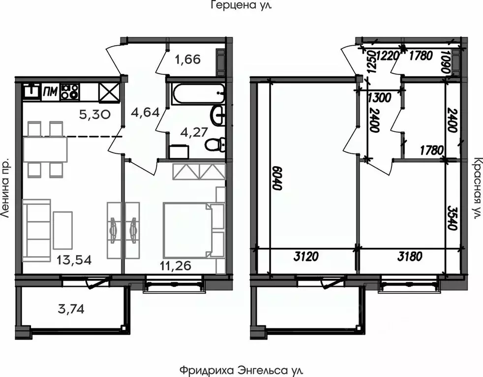 2-к кв. Карелия, Петрозаводск ул. Герцена, 32 (44.41 м) - Фото 0