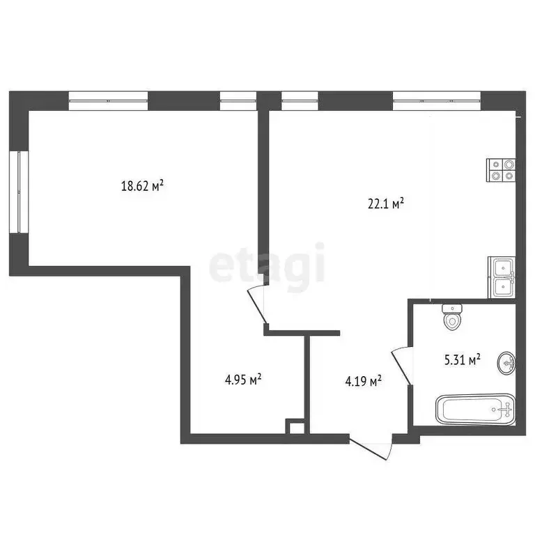 1-комнатная квартира: Тюмень, улица Тимофея Чаркова, 93 (55.2 м) - Фото 0