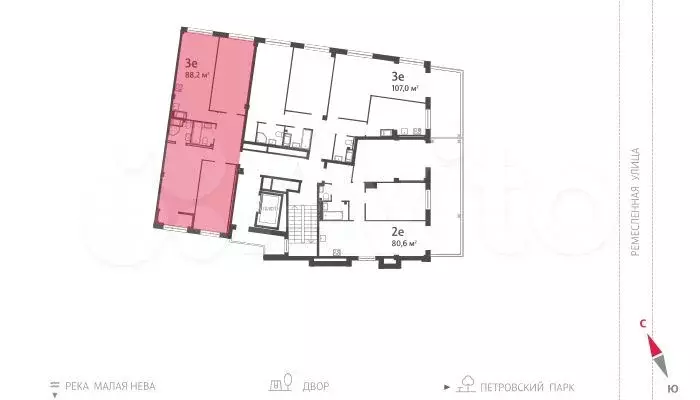 3-к. квартира, 88,3 м, 7/8 эт. - Фото 1
