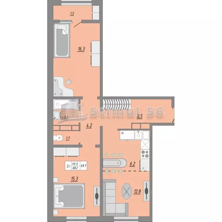 3-к кв. Оренбургская область, Оренбург ул. Юркина, 8 (68.2 м) - Фото 0
