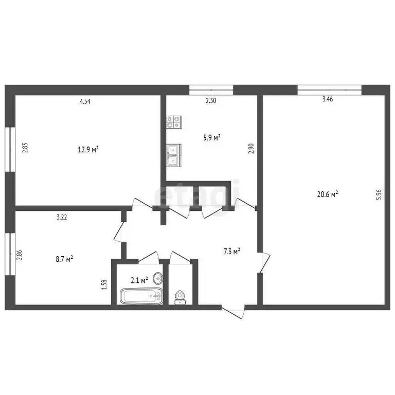 1к в 3-комнатной квартире (20.4 м) - Фото 0