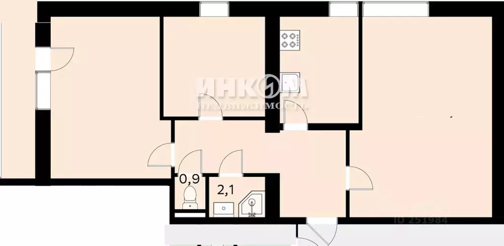 3-к кв. Москва 3-й Лихачевский пер., 2К2 (65.1 м) - Фото 2