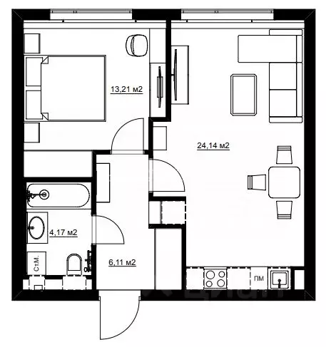 2-к кв. Москва Г мкр, Форивер жилой комплекс, 3 (49.0 м) - Фото 0