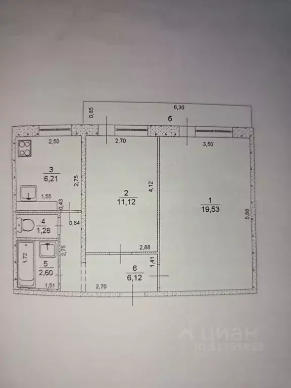 2-к кв. Ульяновская область, Ульяновск ул. Аблукова, 103 (49.0 м) - Фото 1