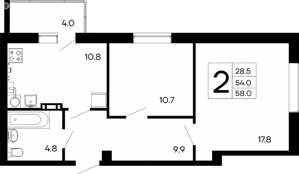 2-комнатная квартира: Феодосия, Симферопольское шоссе, 48к1 (58 м) - Фото 0