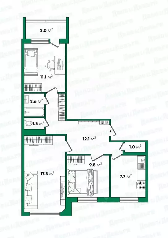 3-к кв. Кировская область, Киров ул. Риммы Юровской, 1 (62.0 м) - Фото 1