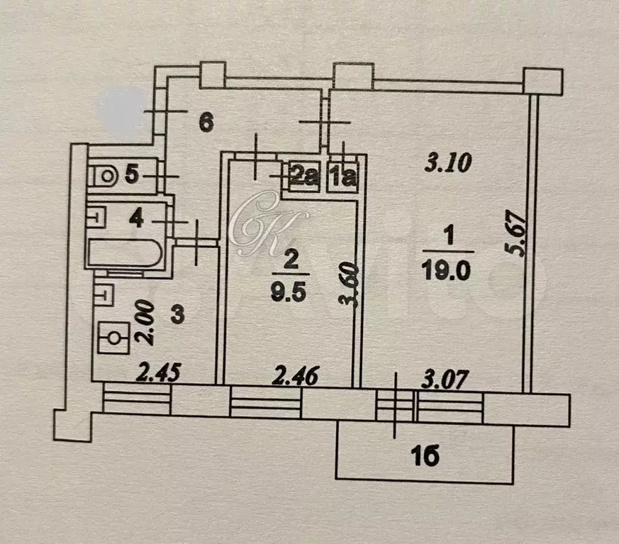 2-к. квартира, 42,9 м, 5/9 эт. - Фото 0