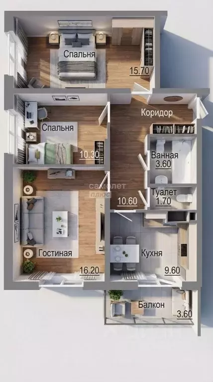 3-к кв. Санкт-Петербург пос. Шушары, ул. Окуловская, 13 (67.3 м) - Фото 1