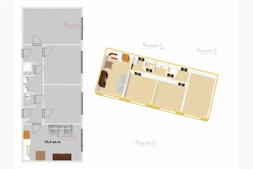 1к в 4-комнатной квартире (16 м) - Фото 1