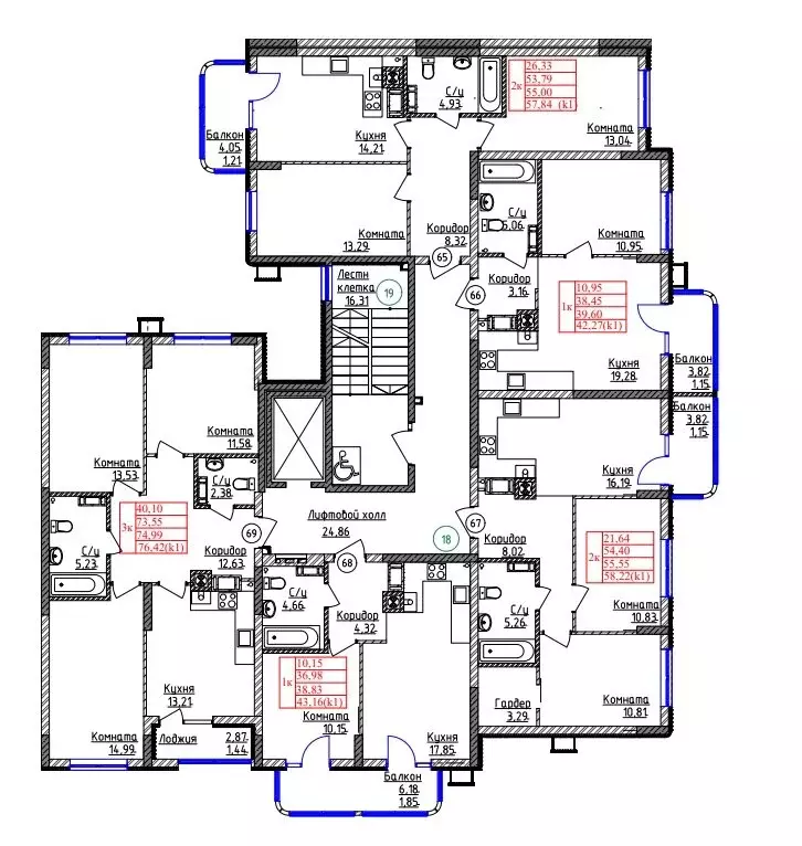 3-комнатная квартира: Калининград, Центральный район (74.99 м) - Фото 1