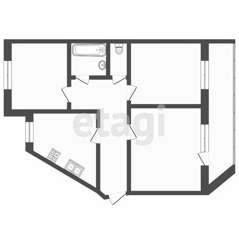 3-комнатная квартира: Боровский, улица Мира, 10 (61.2 м) - Фото 0