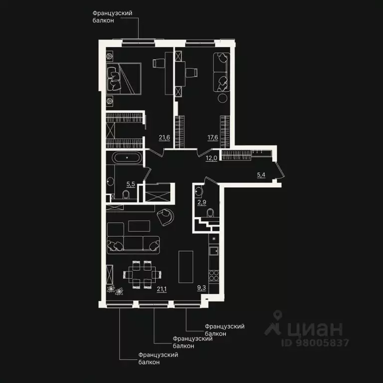 3-к кв. Тюменская область, Тюмень ул. Щербакова, 2к5 (95.54 м) - Фото 0