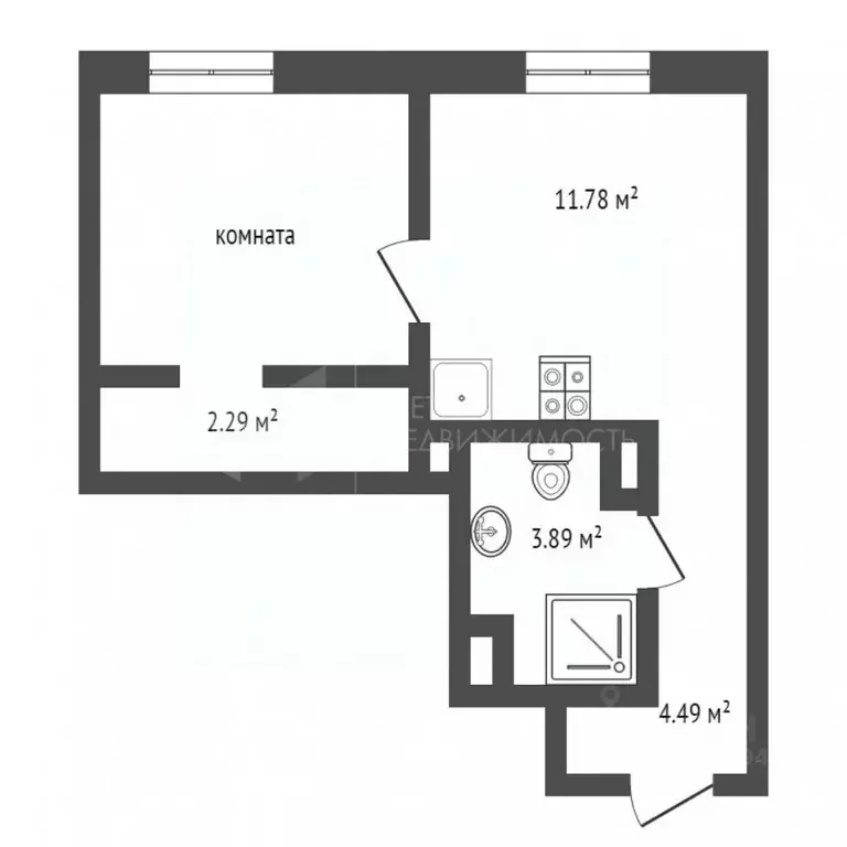 1-к кв. Тюменская область, Тюмень Харьковская ул., 74 (32.0 м) - Фото 1