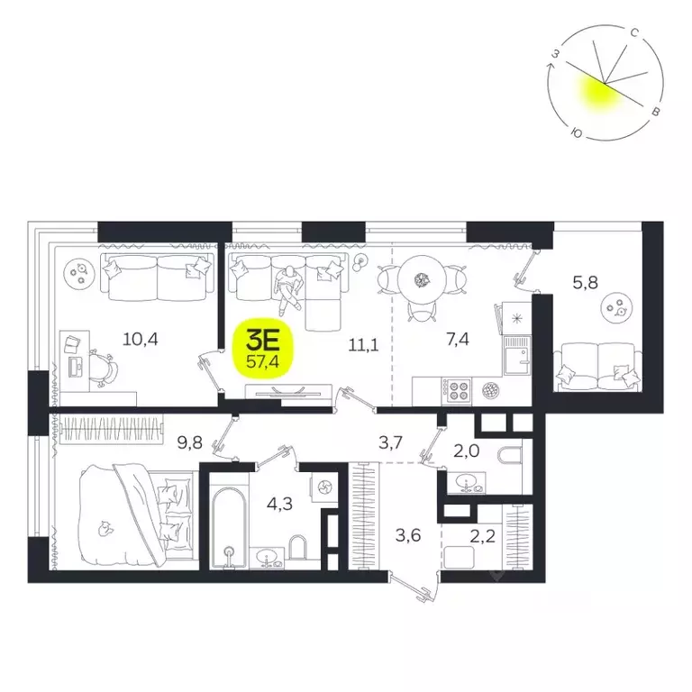 3-к кв. Свердловская область, Екатеринбург Южная Ботаника жилрайон, ... - Фото 1