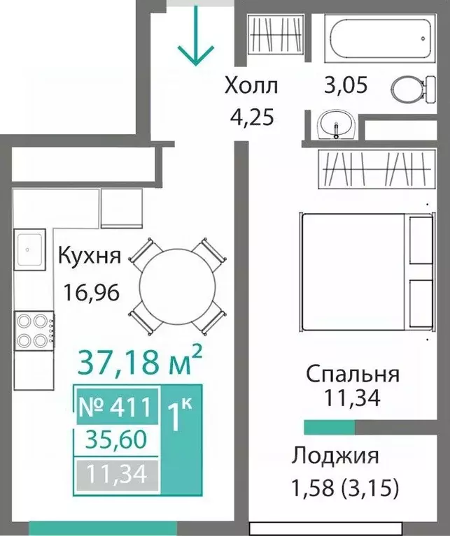 1-к кв. Крым, Симферополь Крымская роза мкр,  (37.18 м) - Фото 0