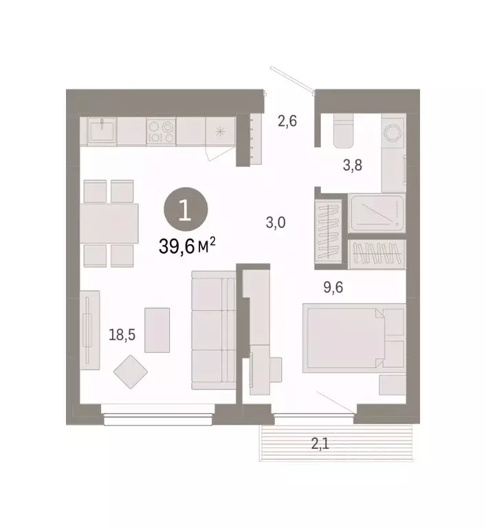 1-к кв. Новосибирская область, Новосибирск Лебедевский кв-л, 1/4 (39.6 ... - Фото 2