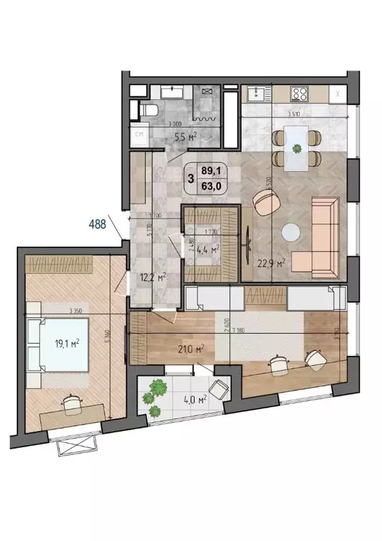 3-к кв. Москва Береговой проезд, 1Б (84.2 м) - Фото 1