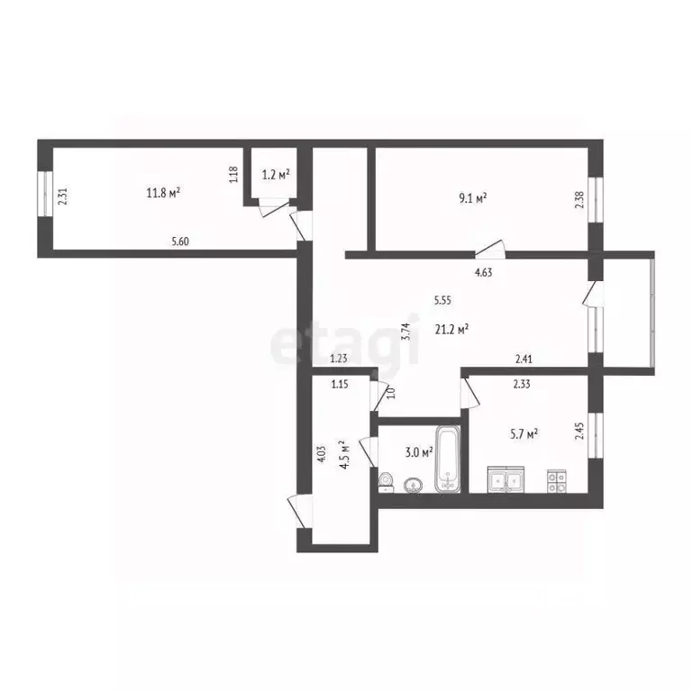 3-к кв. Костромская область, Кострома Советская ул., 100 (56.3 м) - Фото 1