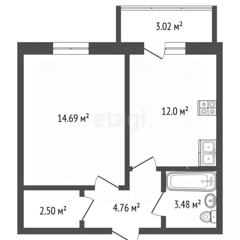 1-к кв. Тюменская область, Тюмень ул. Парада Победы, 9 (32.9 м) - Фото 2