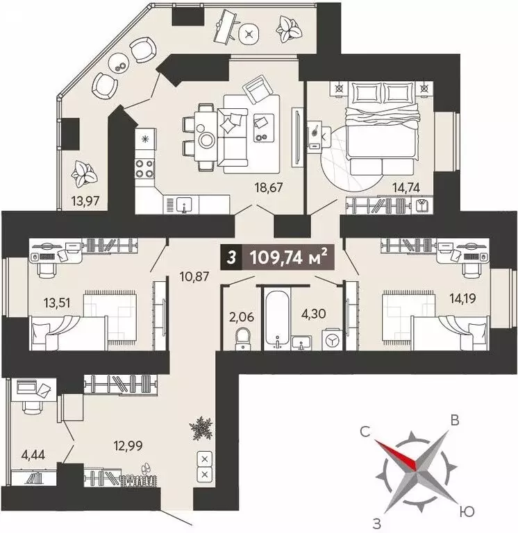 3-комнатная квартира: Пенза, улица 8 Марта, 31к5 (100.54 м) - Фото 0