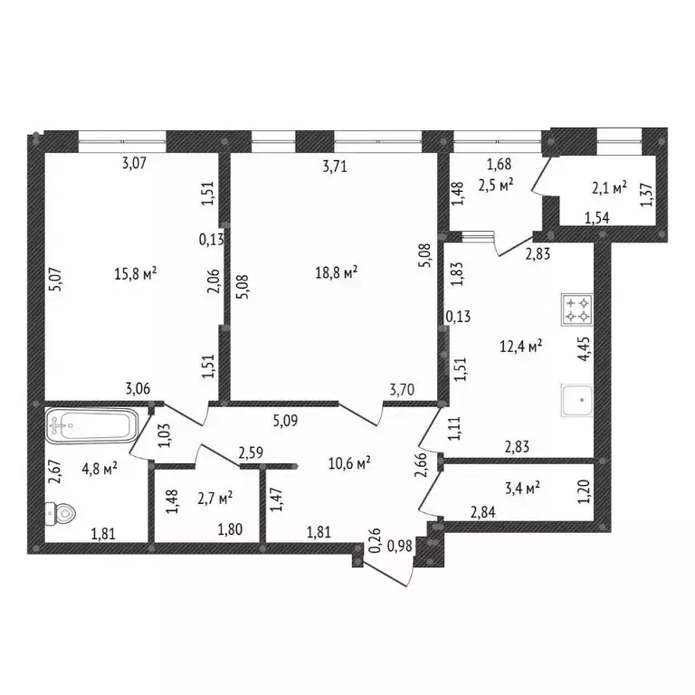 2-к кв. Башкортостан, Уфа просп. Октября, 107Б (68.5 м) - Фото 2