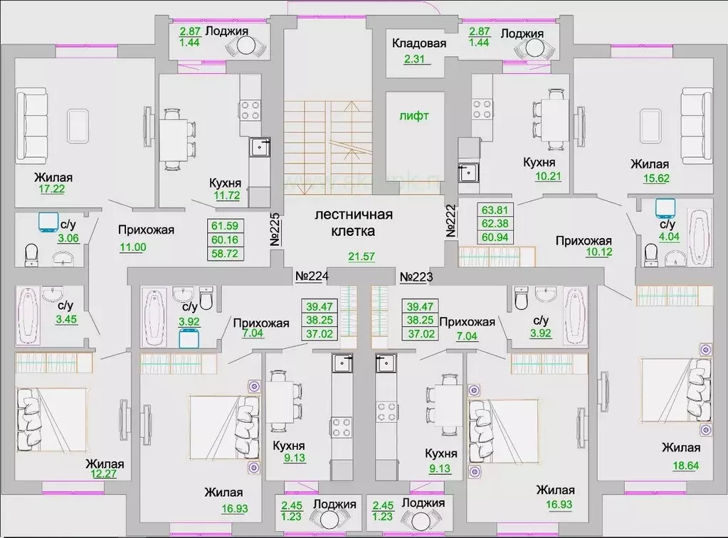 2-к кв. Калининградская область, Зеленоградск  (62.9 м) - Фото 1