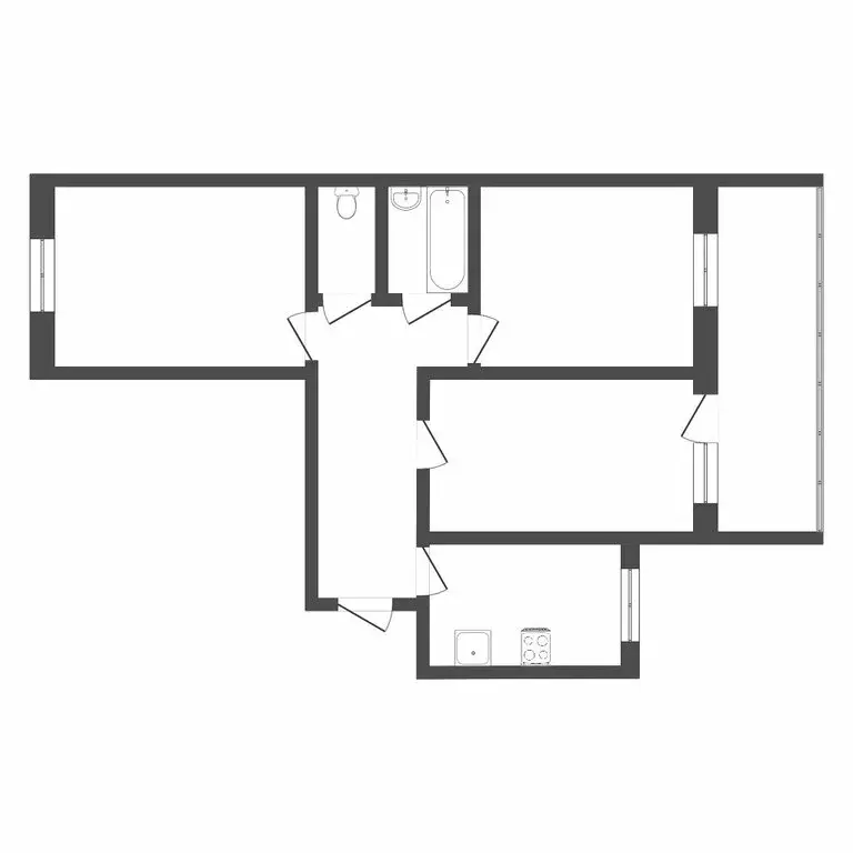 3-комнатная квартира: Тюмень, улица Московский Тракт, 139 (59 м) - Фото 1